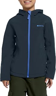 Mountain Warehouse Exodus Children's Water-Repellent Softshell Jacket Transition Jacket Rain Jacket with Hood Windproof Breathable Outdoor Unisex Light Blue