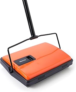 CLEANHOME Manual Carpet Sweeper For Pet Hair and Dust Remove | Rotating Brush Floor Sweeper, Lightweight Push Broom for Classroom Rugs, Non-Electric Lint & Crumb Cleaner, One-Touch Dumping