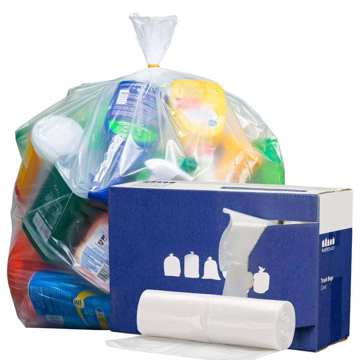 Plasticplace 40-45 Gallon Trash Bags │ 1.2 Mil │ Clear Heavy Duty Garbage Can Li