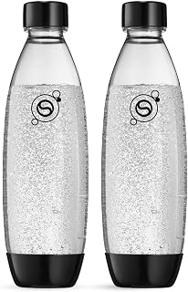 sodastream Fuse 1L BPA Free Dishwasher Safe Reusable Bottles - Black - Pack of 2 | Sodastream Fuse Lot de 2 Bouteilles Réutilisables 1L Sans BPA | Lavables au Lave-Vaisselle | Noires