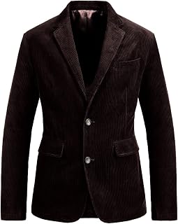 chouyatou Men's Vintage Casual Work Wear Corduroy Suit Blazer Jacket Sport Coat