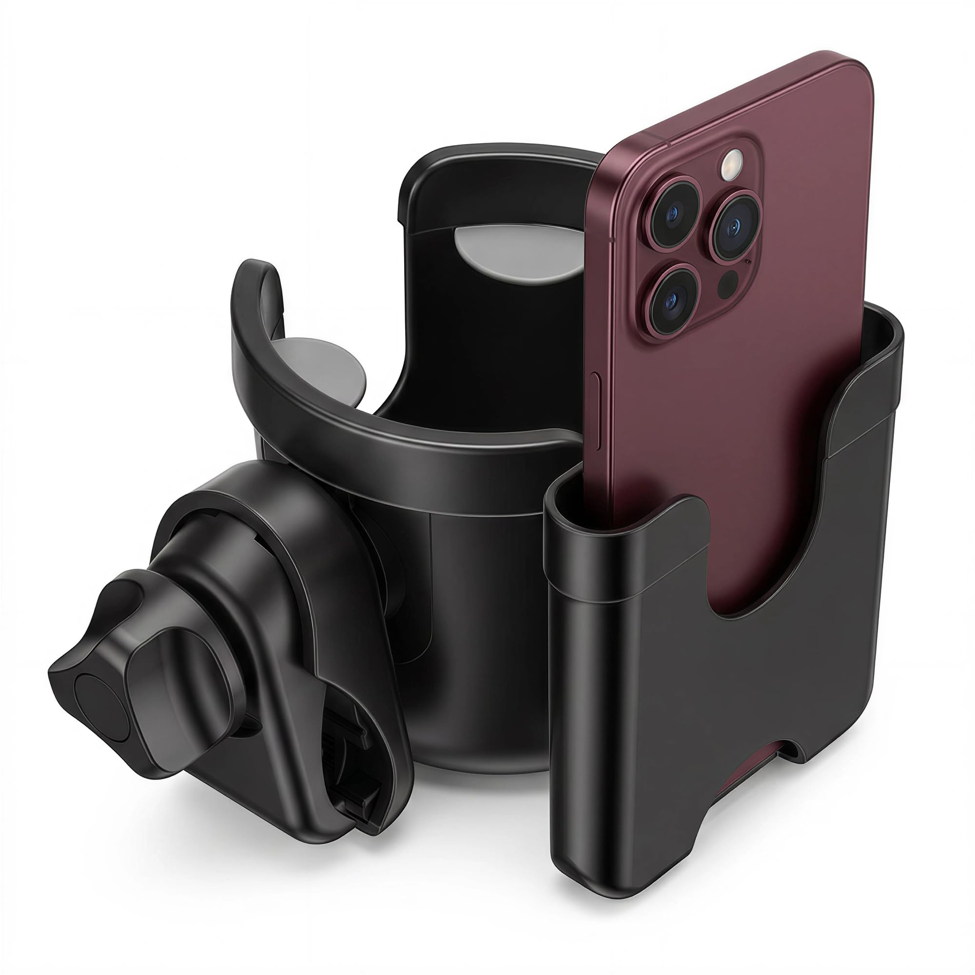 Suranew Universal Stroller Cup Holder, Adjustable Drink Holder with Phone Holder