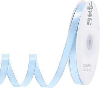 woric 120 Yards Blue Satin Ribbon 3/8 Inch Light Baby Blue Thin Ribbon | Blue Ribbons for Baby Boy Shower Gender Reveal Bows Balloons Graduation Flower Bouquet Crafts Cake Wedding Dorothy Costume