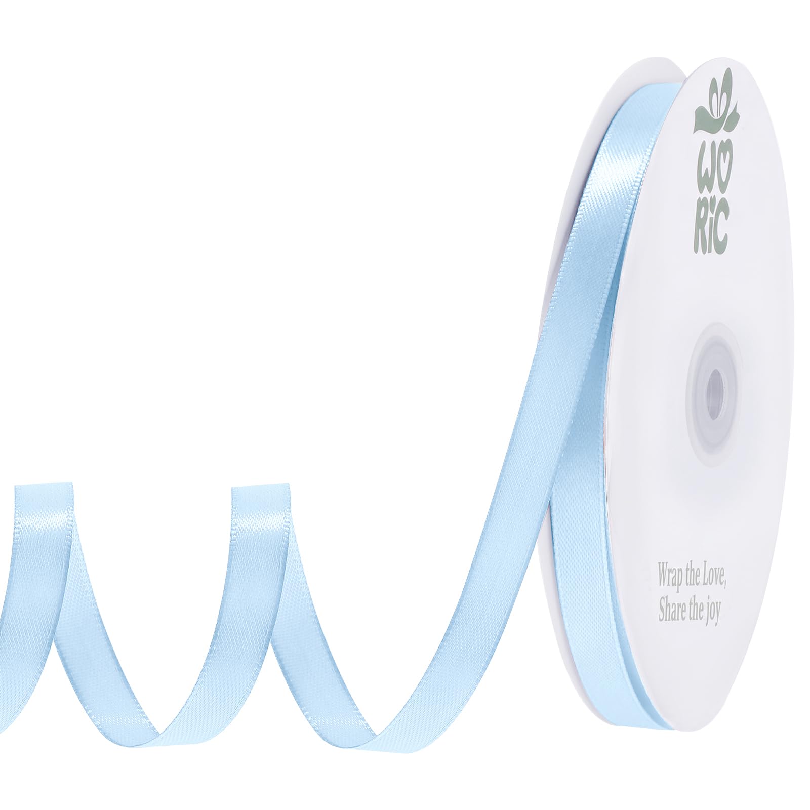 woric 120 Yards Blue Satin Ribbon 3/8 Inch Light Baby Blue Thin Ribbon | Blue Ri