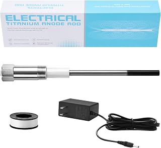 Powered Anode Rod for Hot Water Heater, Electric Titanium Anode Rod Replacement for 10–120 Gallon Tanks, Eliminates Sulfur Odor, Prevents Corrosion & Limescale (40-89 Gallon Tank)