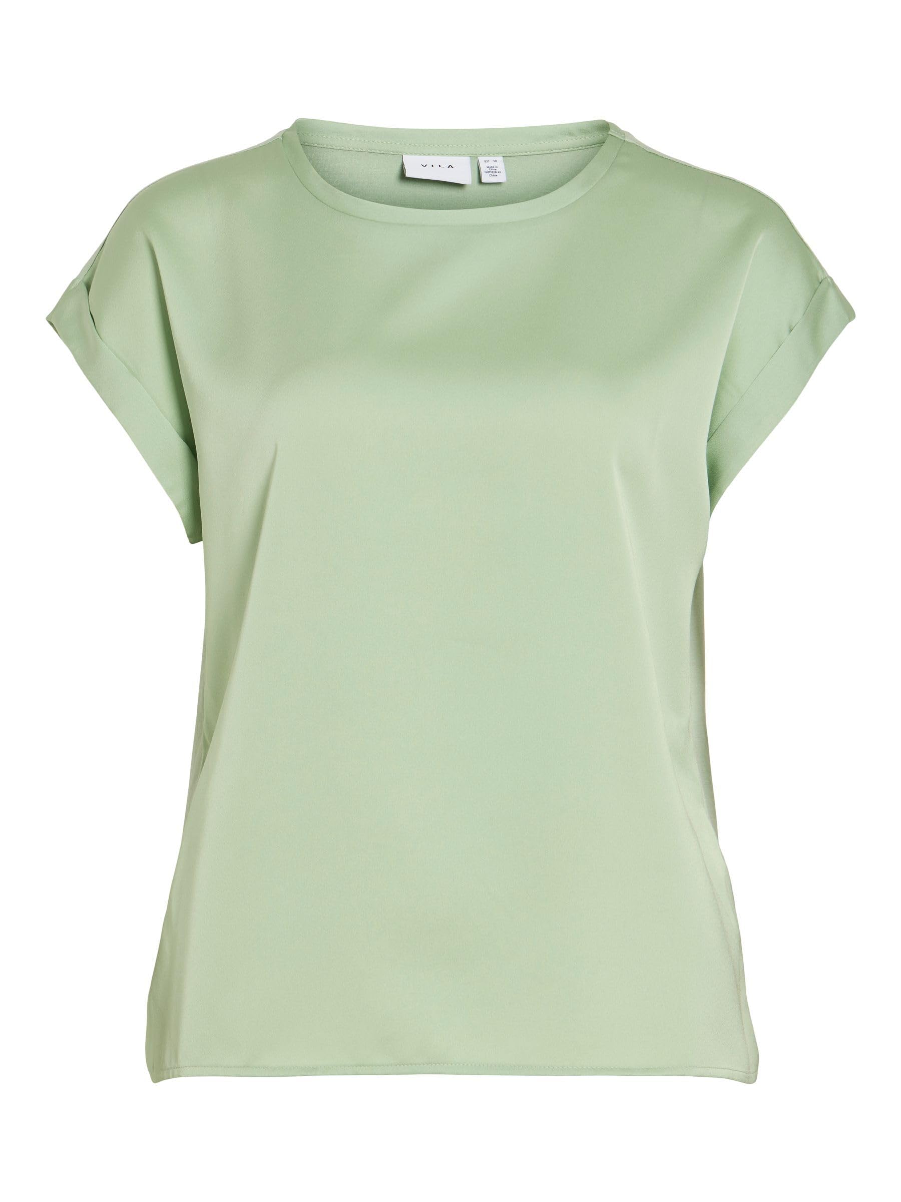 Vila Women’s Viellette S/S Satin Top, Noos, 14059563