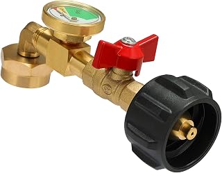 BEEDEFUL Propane Refill Adapter for 1 lb.Tank with Valve and Gauge | Fill 1 lb Bottles from 20 lb Tank,Fits QCC1/Type1 Propane Tanks &amp; 1lb Disposable Cylinders, Solid Brass