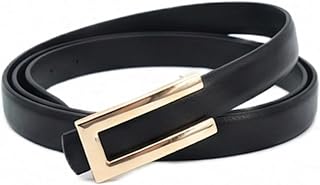 Cinturón ajustable de cuero negro para mujer, correa de cintura delgada con hebilla dorada, ideal para vestidos, jeans, pantalones, ropa casual, estilo vintage, accesorio de moda en varios colores y