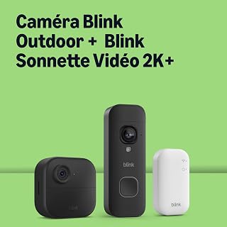 Caméra Blink Outdoor 4 avec Sonnette vidéo 2K+ sans fil (nouvelle génération), Noir, module de synchronisation de base inclus