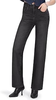 Straight Leg Jeans for Women, High Waisted Stretchy Jeans Trendy Wide Leg Boyfriend Mom Cute Ladies Denim Pants