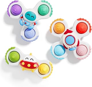 ALASOU Pop Suction Cup Spinner Airplane Travel Toys for 1 Year Old Boy Girl | Novelty Spinning Tops Infant 12 18 Months,1 2 Year Old Boy Birthday Gift for Toddlers ,Sensory Baby Bath Toy Kids Ages 1-3