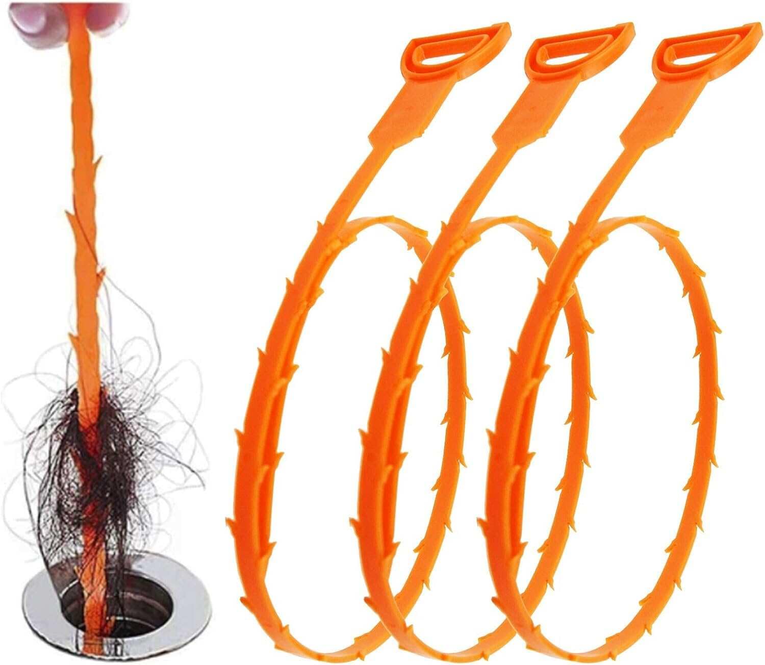 Forlivese 25 Inch Drain Snake 3 Pack, Hair Clog Remover Sink Unblocker | Reusabl