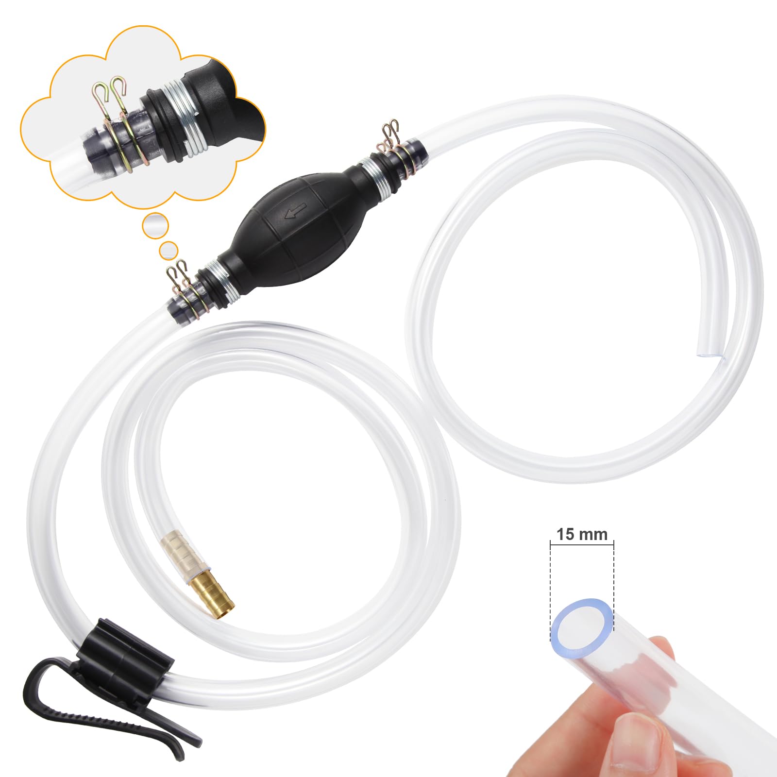 H-veenjor Gasoline Siphon Hose Pump, Hand Water Transfer Pump | Gas Siphon Pump 
