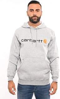 Carhartt Herren Sweatshirt Signature Logo Hooded Sweatshirt Heather Grey