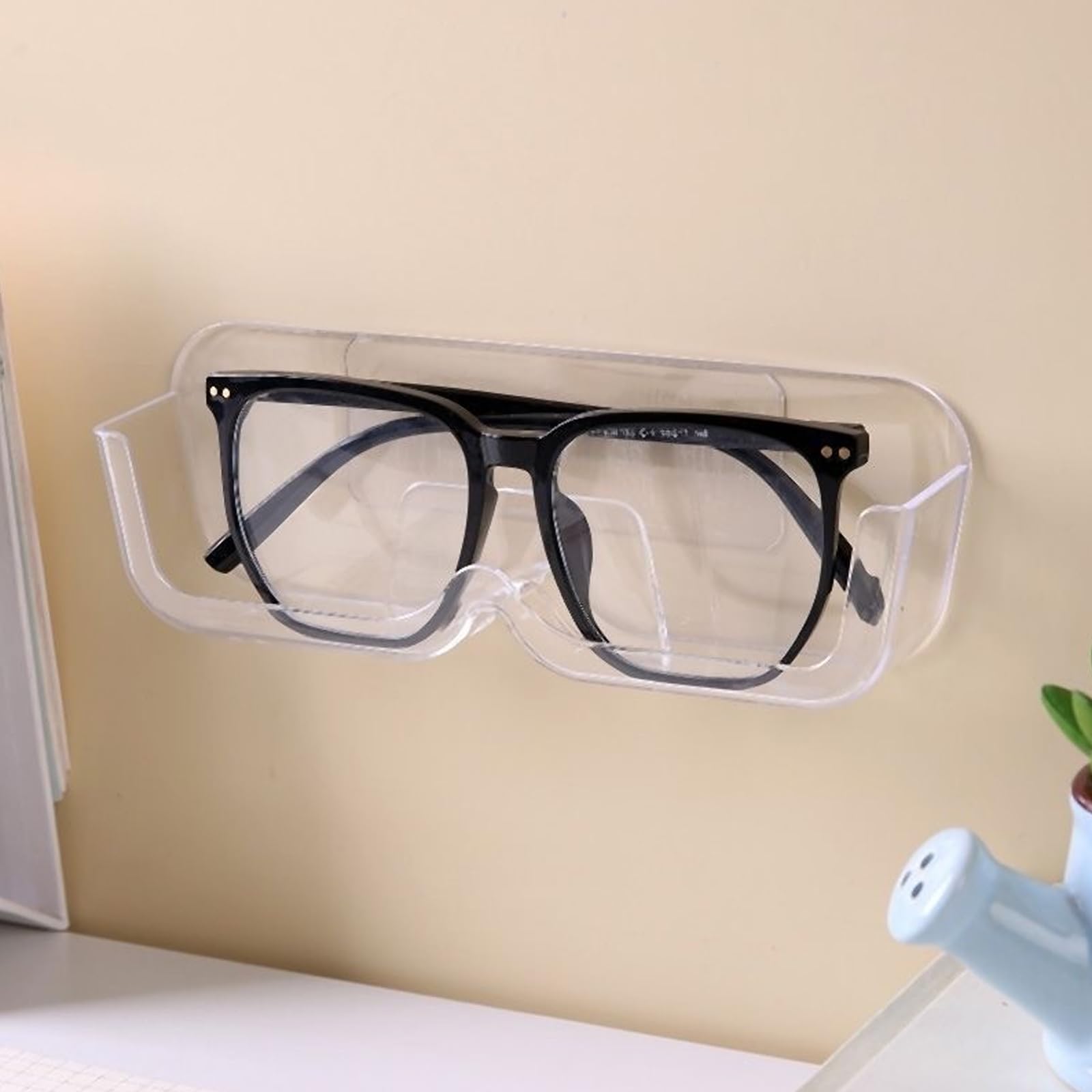 2 Pack Clear Eyeglass Holder Wall Mount Adhesive Eyeglass Organizer for Bedside,