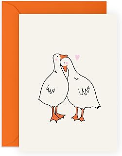 Boyfriend Birthday Card - Girlfriend Anniversary Card - Ducks In Love - Wedding Celebration For Husband Wife - Sweet Thinking Of You Presents- Kids Valentines Day - Comes With Fun Stickers