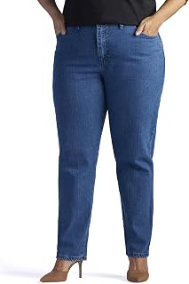 Lee Women's Plus Size Relaxed Fit Side Elastic Tapered Leg Jeans