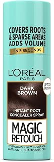 L'Oréal Paris Magic Retouch Temporary Root Touch Up Spray, Dark Brown 75ml | Temporary Hair Dye Spray, Instant 100% Grey Coverage, Flawless Blend, Quick and Easy Application
