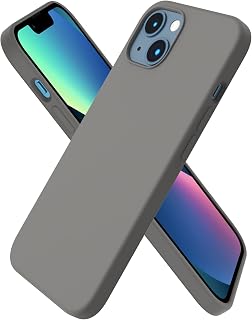 ORNARTO Compatible with iPhone 13 Case 6.1, Slim Liquid Silicone 3 Layers Full Covered Soft Gel Rubber Phone Case Protective Cover 6.1 Inch-Cold Gray