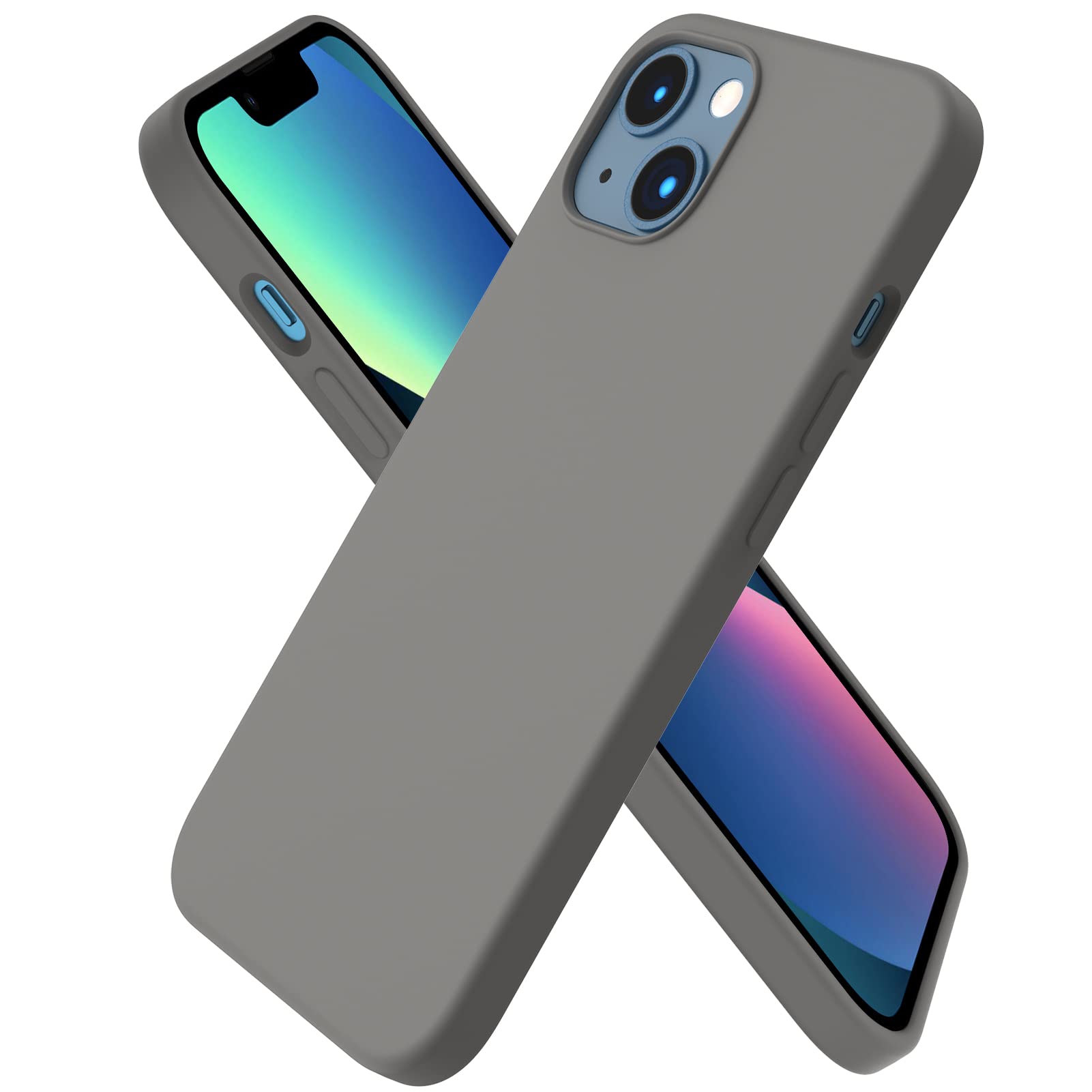 ORNARTO Compatible with iPhone 13 Case 6.1, Slim Liquid Silicone 3 Layers Full C