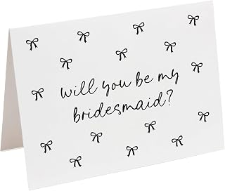 Bridesmaid proposal card. Will you be my bridesmaid. Printed card for bridal party. Cute Bows. Keepsake. With envelope. One Card. (Bridesmaid)