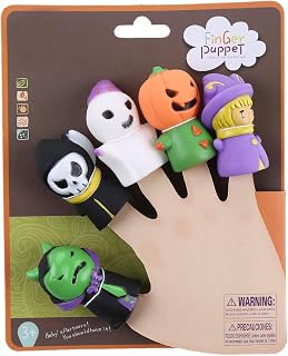 5 Pieces Halloween Finger Puppets Witch, Ghost, Grim Reaper, Green Monster, and Pumpkin Character Finger Toys, Halloween Party Favors Goodie Bag Fillers
