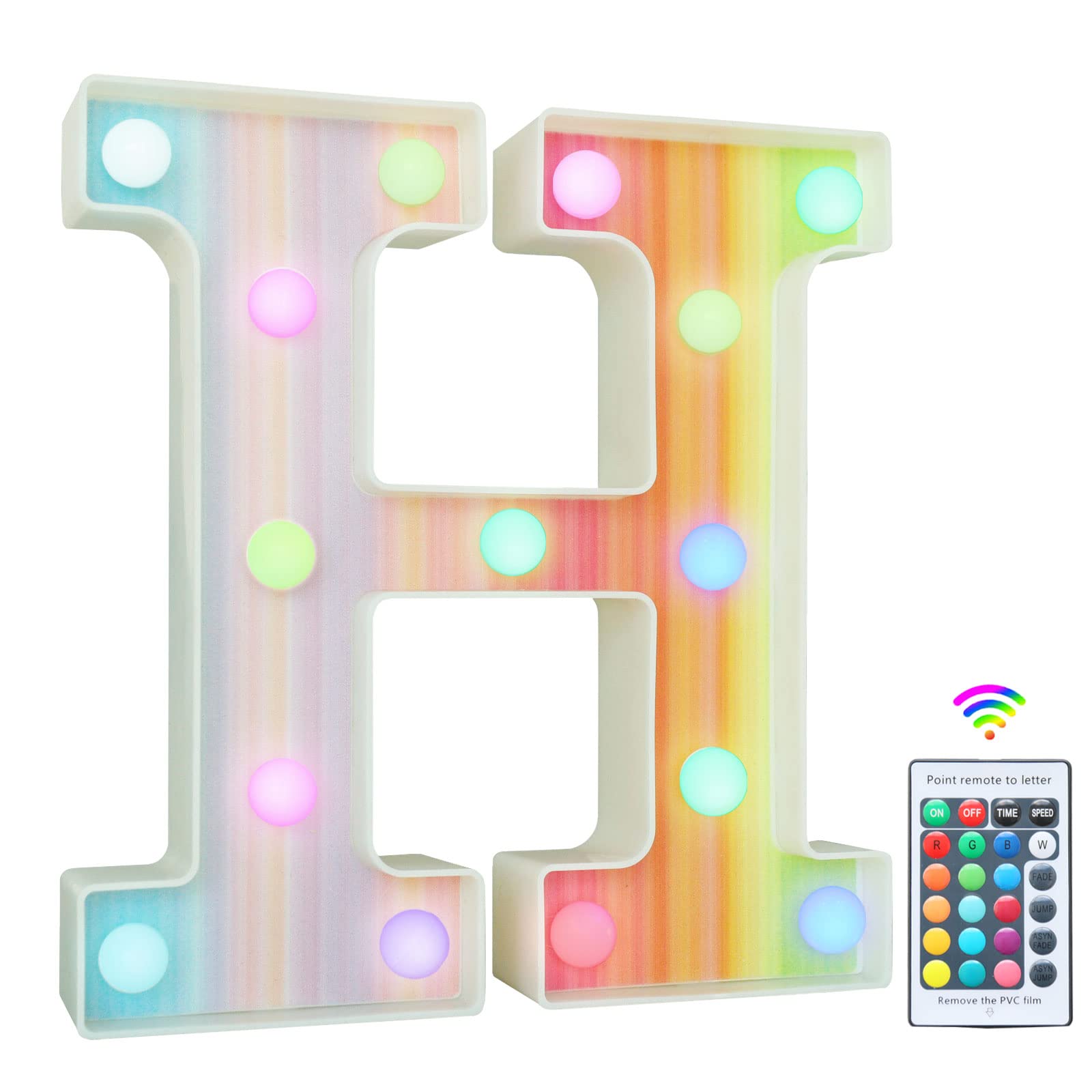 Rainbow Light Up Letters, Colorful LED Letter Lights 16 Color Changing Alphabet 