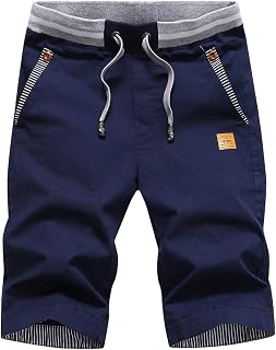 Tansozer Men's Shorts Casual Classic Fit Drawstring Summer Beach Shorts with Elastic Waist and Pockets