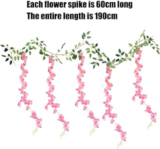 Artificial Wisteria Wisteria Garland Hanging Rat 190cm Hanging Flower Garland for Home Party Wedding Decoration (Pink)
