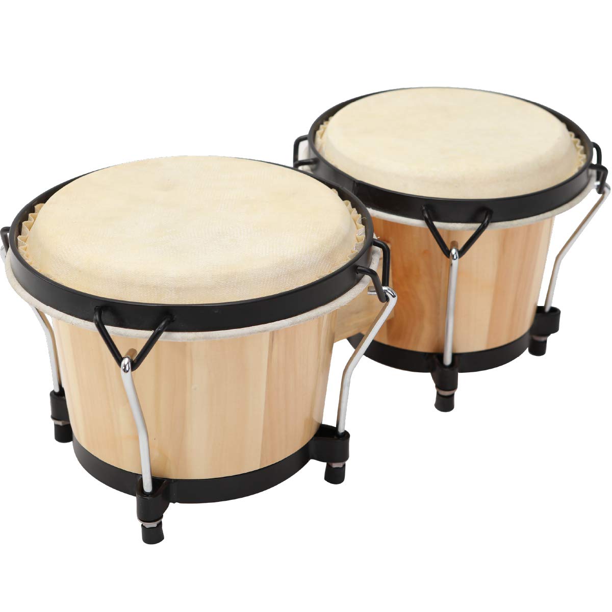 MUSICUBE Bongo Drum Set, 6” and 7” Percussion Instrument, Wooden and Metal Drum 