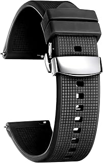 BINLUN Cinturino in silicone per orologio sportivo in gomma a sgancio rapido, 21 mm, colore: nero