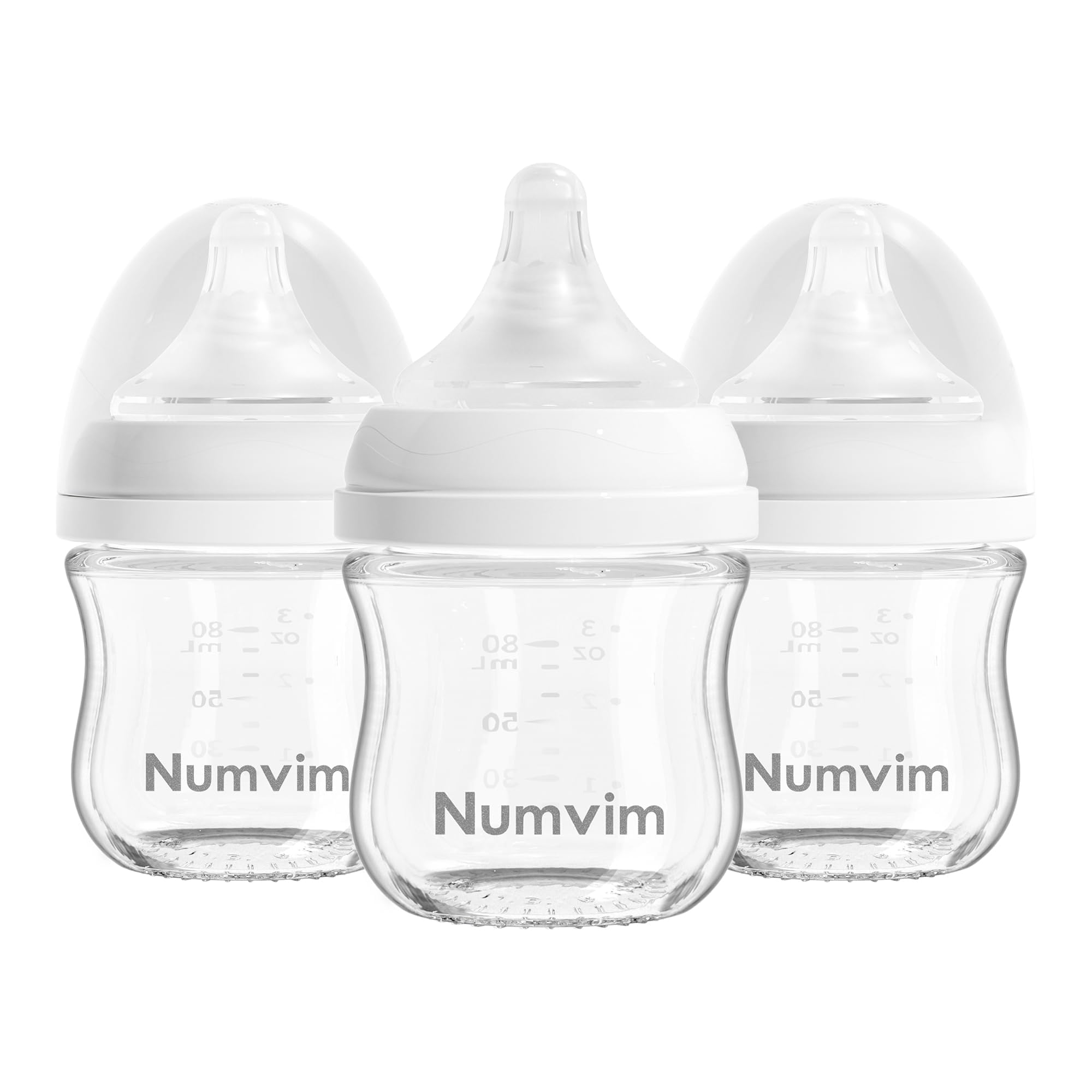 Numvim Natural Glass Baby Bottles Gentle & Extra Slow Flow, Newborn Breastfeedin