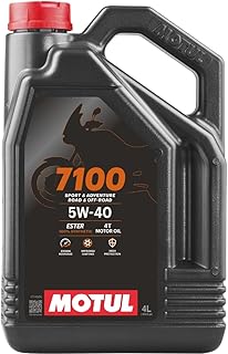 Motul 7100 4T 5W-40 100% Synthetic Ester Motorcycle Oil, JASO MA2 API SP Wet Clutch Compatible, 4 Stroke Engine Protection for BMW KTM Aprilia European Sport Adventure - 4 L