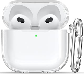 Airpods 3 Case, Transparent Soft TPU Case with Reinforced Corners Shockproof Protective Clear for Apple Airpods 3rd Generation for Women Men and Keychain