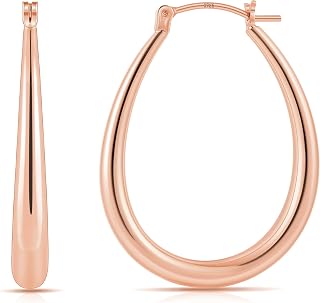 Gacimy Chunky Hoop Earrings for Women, 14K Gold Plated Oval Hoops