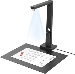 CZUR Lens 800 Pro Vertical Document Scanner A4 Flatbed Scanner | 8 Megapixels & 270DPI 180+ OCR Languages Multi-Targeting Scan Work as a Scanner Work as a Webcam Overhead Scanner