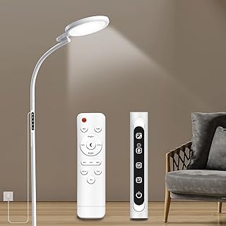 Happy Lamp, UV-Free 10000 Lux Sun Lamp, Floor Daylight Lamp with 5 Levels of Color and Brightness, 2 in 1 Floor & Desk Lamp with Remote Control for Reading/Office/Home