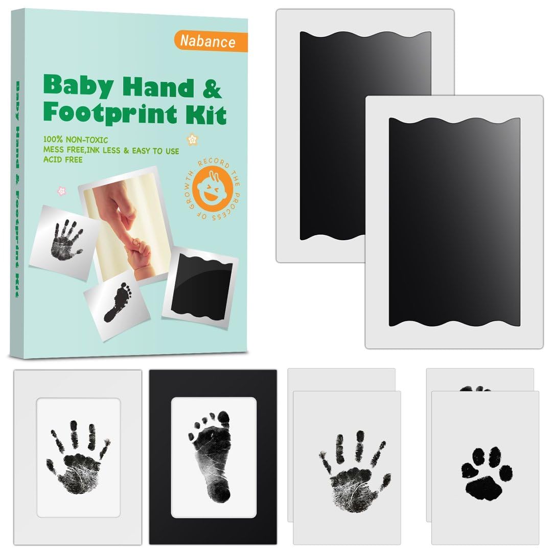 Nabance Baby Footprint Kit & Handprint Kit, Safe for Baby Hands and Feet | 2 Ink