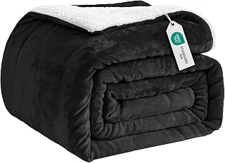 Good Nite cuddly blanket, 150 x 200 cm, black fleece blanket, Sherpa sofa throw, couch blanket, warm, winter, soft