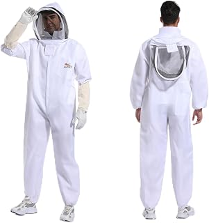 ANDES Sting Proof Bee Suit with Gloves & Fencing Veil, XL(Fits 5'11"-6'3") | Professional Beekeeper outfit Kit, Wasp Resistant, Unisex, for Apiary Backyard Halloween, Beginner & Pro