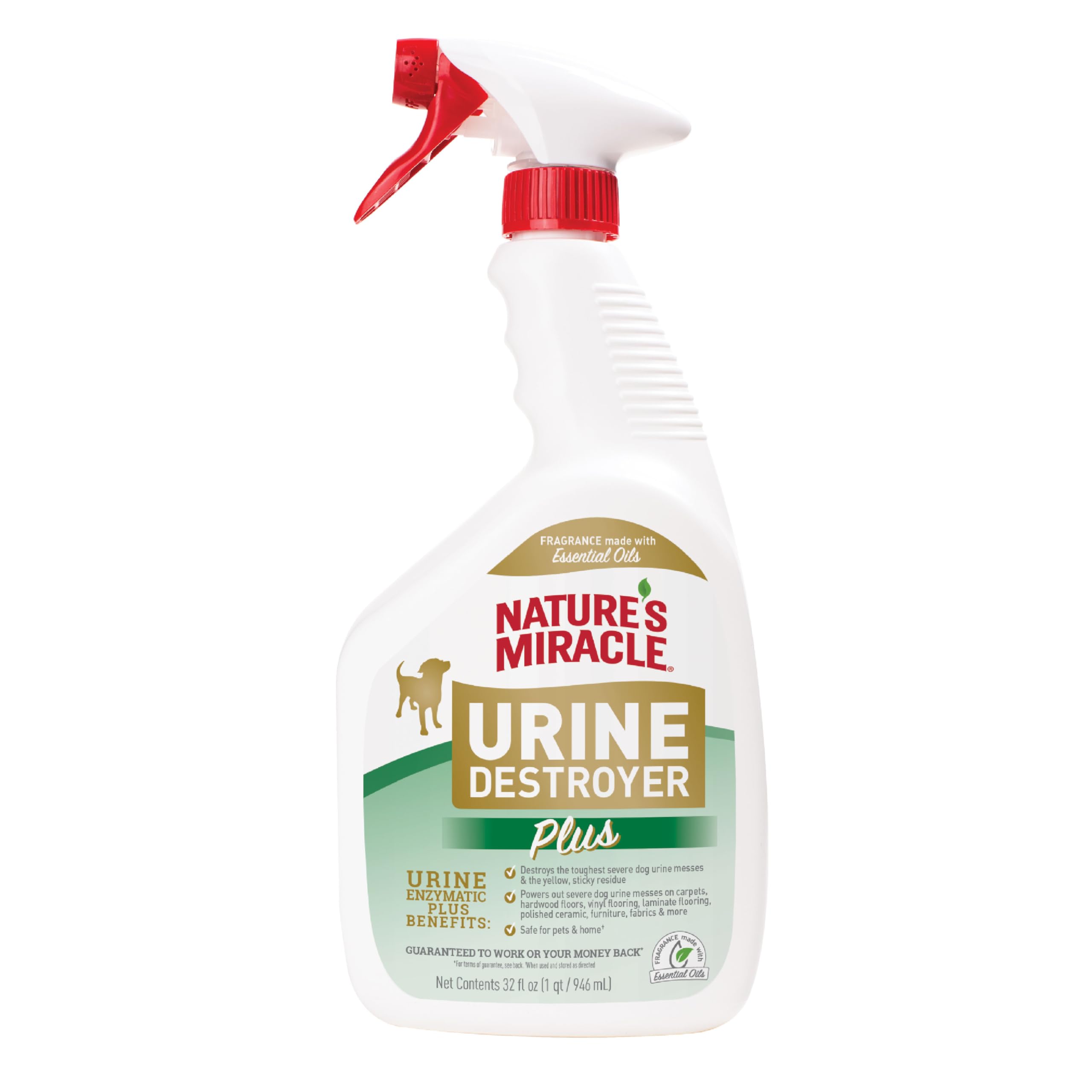 Nature's Miracle Dog Urine Destroyer Plus, Enzymatic Cleaner, 32 oz | Destroys t