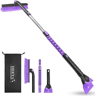 HEEYA 48 Inch Long Snow Brush for SUV, Extendable Ice Scraper and Brush | Detachable Scraper, 360° Pivoting, Comfortable Grip, Snow Car Brush for Truck, RV, Auto Windshield Window(Purple)