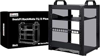 GeeekPi 6U Server Rack, 10 inch Mini Rack for Network, Servers, Audio, and Video Equipment, DeskPi RackMate T1/2 Plus, 10.23inch/260mm Depth (Black)