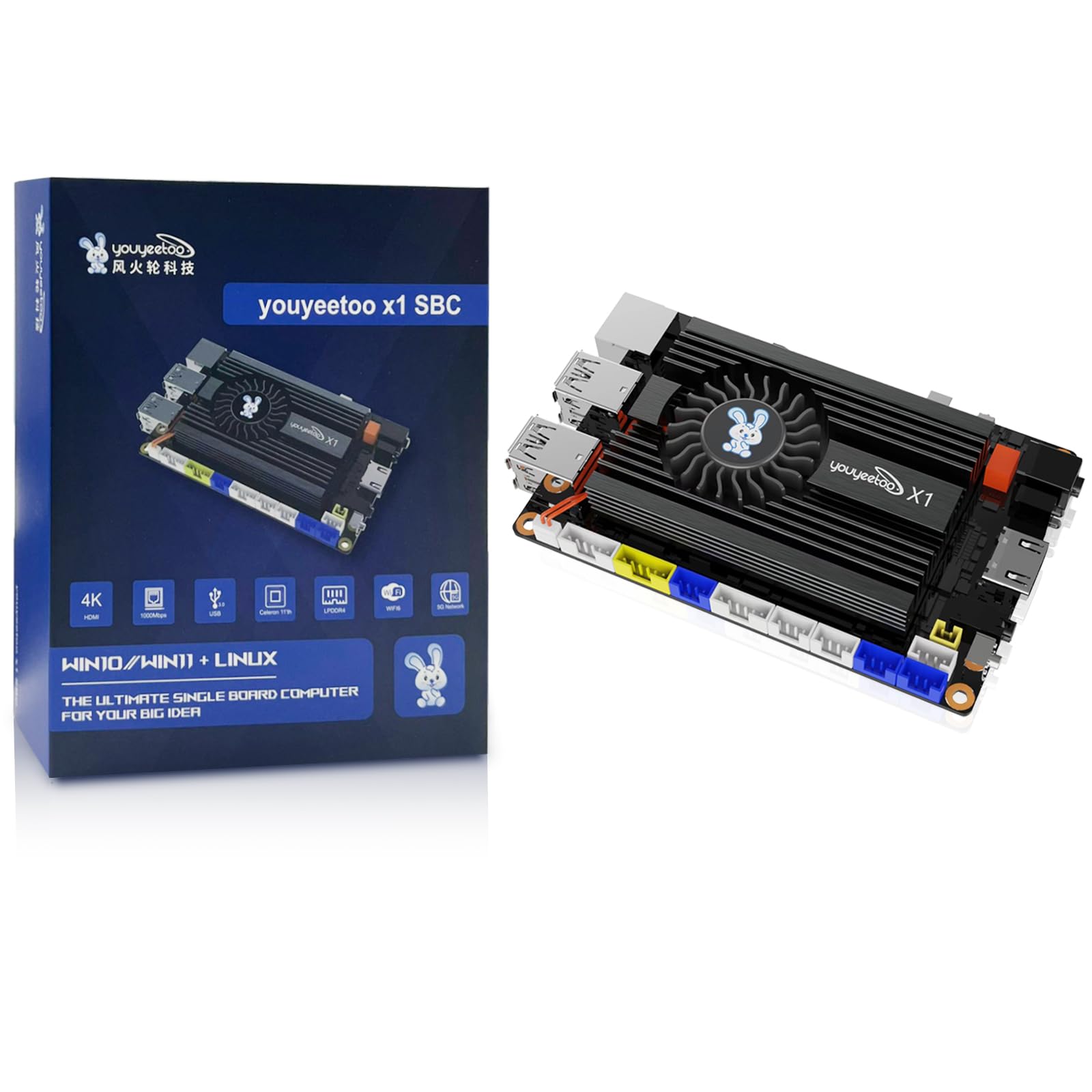 youyeetoo X1 - X86 Windows Linux Single Board Computer - Intel N5105 Dual 4K Med