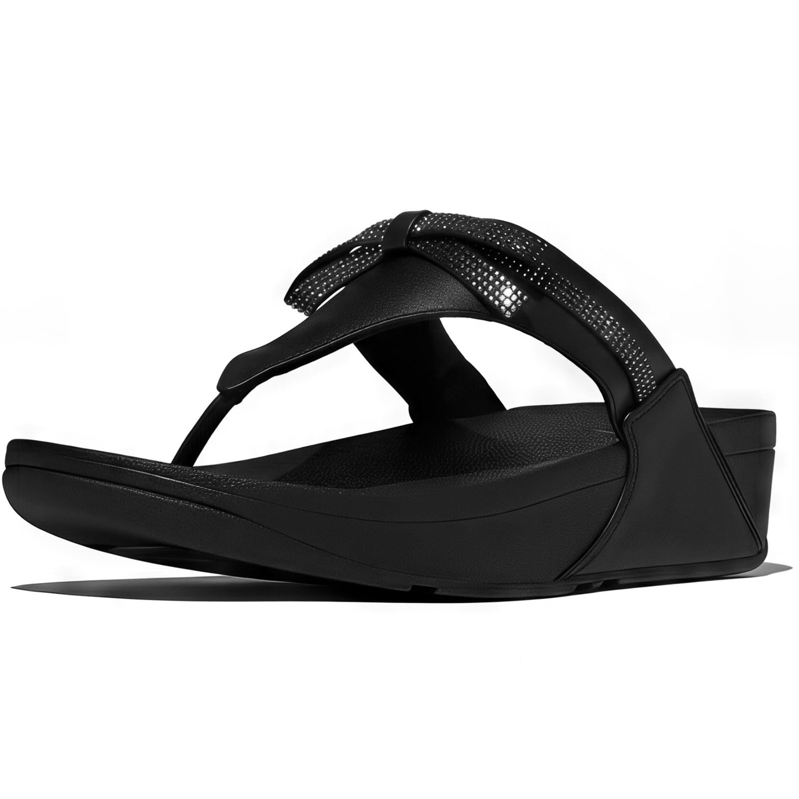Fitflop Women's Lulu Glitz-Bow Leather Toe-Post Sandals
