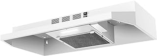 SNDOAS 30 inch Under Cabinet Range Hood, Ducted/Ductless Convertible Kitchen Hood, Stainless Steel Vent Hood with LED Light,Under Cabinet Hood with 2 Speed Exhaust Fan,White