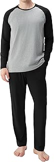 DAVID ARCHY Set pigiama da uomo, morbido, a maniche lunghe, in cotone, con tasche