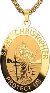Amaxer St Christopher Necklace Saints Medal Religious Protection Amulet Stainless Steel Jewelry Chain Pendant for Women Men