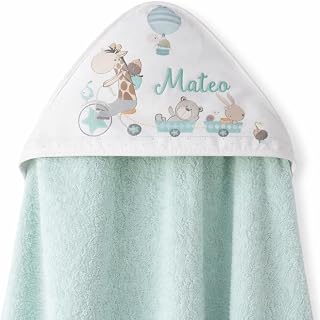 Personalised Baby Bath Cape 0-3 Years Towel 100% Cotton | Personalised Hooded Towel Newborn Comfortable Soft for Swimming Pool Beach Travel Original Gift Girl Baby Shower Mint