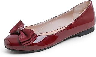 Feversole Women's Round Toe Cute Bow Trim Ballet Flats, Decorated Round Toe Ballerinas with Bow for Pretty Women